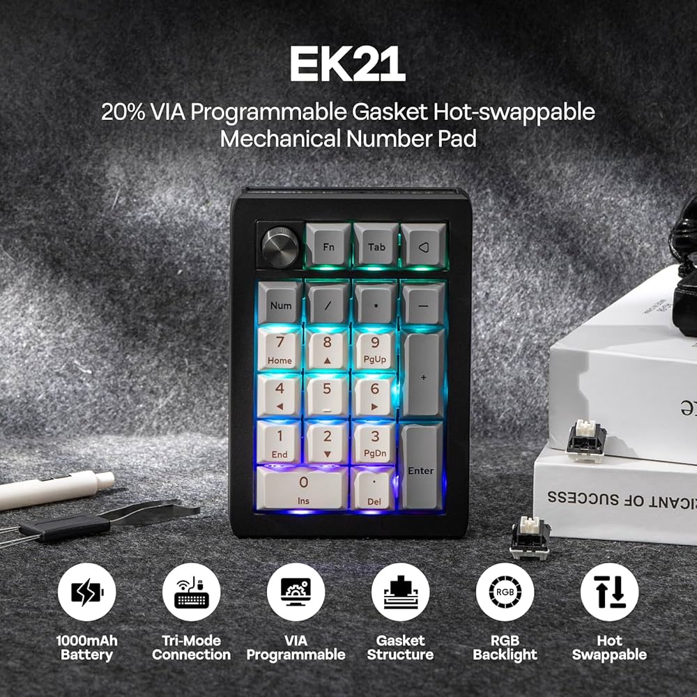 EPOMAKER EK21 VIA テンキー RGBプログラム可能 Amazon | EPOMAKER EK21 VIA ガスケット テンキー ゲーミング